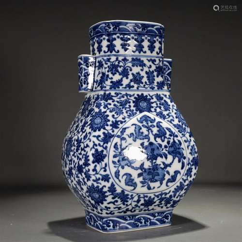 A Blue And White 'Scrolling Flower' Vase