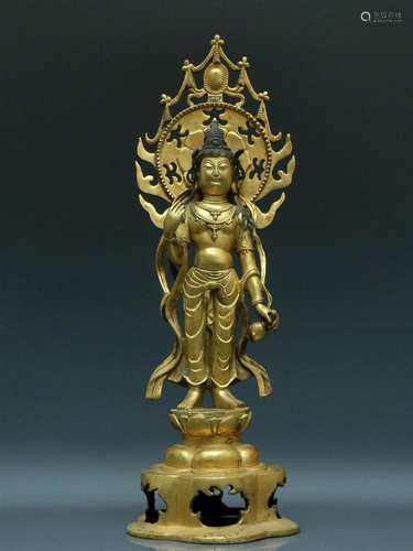 A Magnificent Gilt-Bronze Figure Of Bodhisattva