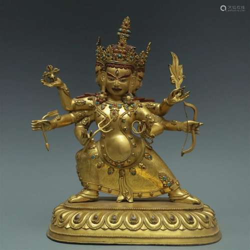 A Magnificent Gilt-Bronze Gem-Inlaid Figure Of Dakini