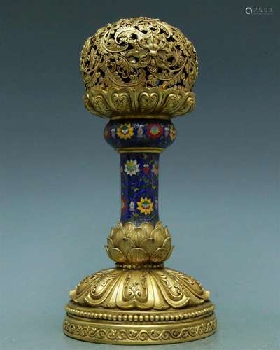 A Wonderful Cloisonne 'Scrolling Lotus' Cap Stand