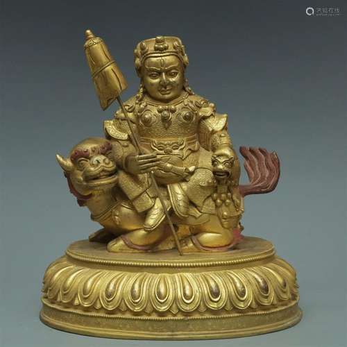 A Magnificent Gilt-Bronze Figure Of Lokapala