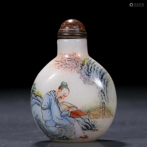 A Glass Painted 'Figure' Sunff Bottle