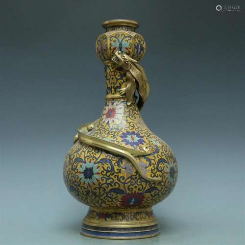 A Superb Cloisonne 'Scrolling Lotus' Vase