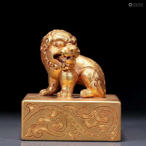 An Excellent Gilt-Bronze 'Lion' Seal