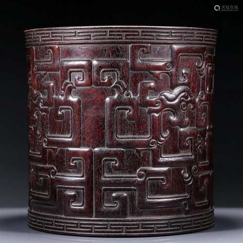 A Wonderful Zitanwood 'Dragon' Brush Pot