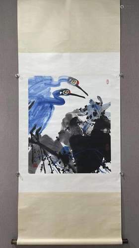 A Fabulous Chinese Ink Painting Hanging Scroll By Huang Yong...