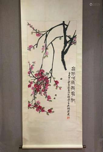 A Fabulous Chinese Ink Painting Hanging Scroll By Qi Liangch...