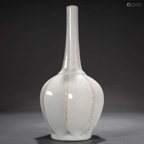 A Superb Shadowy-Blue Porcelain Multi-Ridged Vase