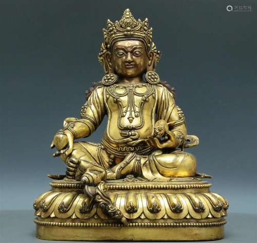 A Wonderful Gilt-Bronze Figure Of Kubera