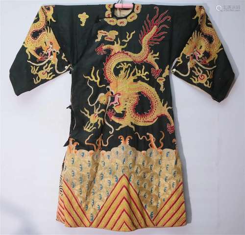 A Fabulous Embroidered Gilded 'Ocean& Dragon' Dr...