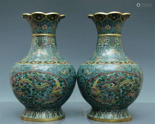 A Marvelous Pair Of Cloisonne 'Phoenix& Flower' ...