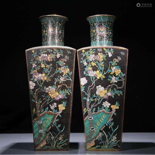 An Excellent Pair Of Cloisonne 'Bird& Flower' Va...