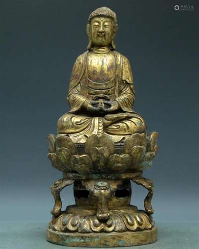 A Wonderful Gilt-Bronze Figure Of Buddha Shakyamuni