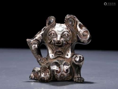 An Excellent Bronze Silver-Inlaid Bear