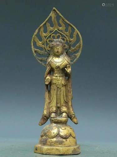 An Archaic Gilt-Bronze Figure Of Guanyin