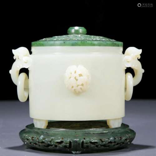 An Exquisite White Jade 'Flower' Tripod Censer With ...