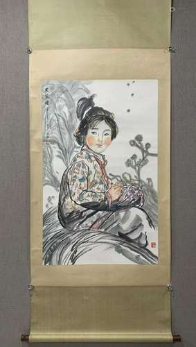 A Superb Chinese Ink Painting Hanging Scroll By Liu Wenxi