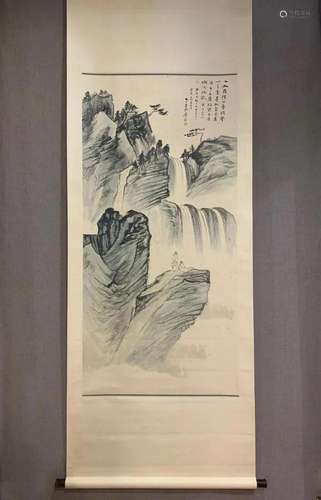 A Superb Chinese Ink Painting Hanging Scroll By Zhang Daqian