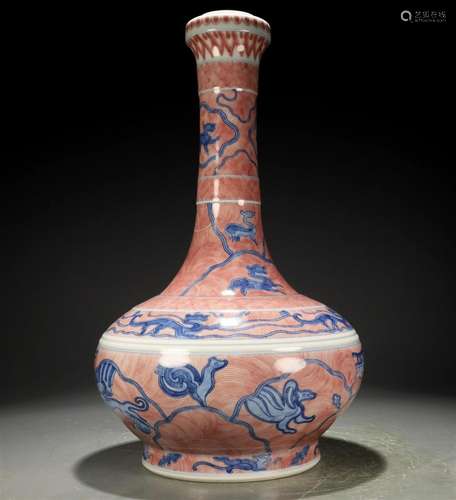 A Marvelous Blue And White Copper-Red 'Longevity' Ga...