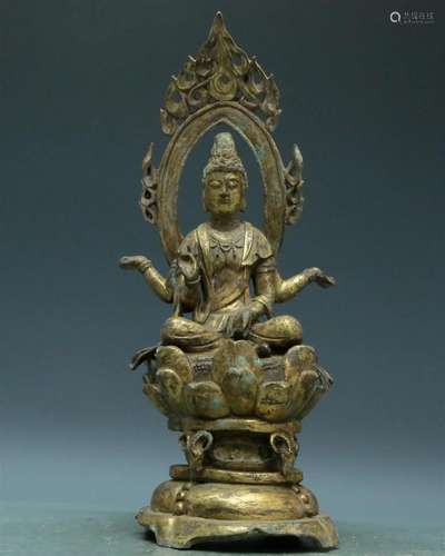 A Wonderful Gilt-Bronze Figure Of Four-Armed Avalokiteshvara...