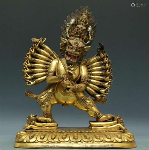 A Marvelous Gilt-Bronze Figure Of Yamantaka Vajrabhairava