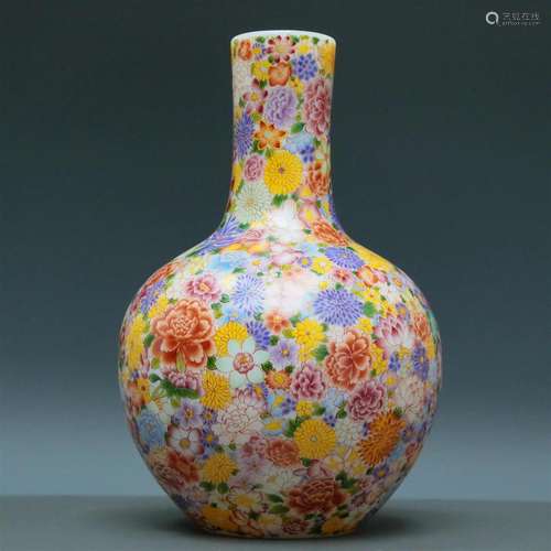 A Superb Glass Enameled 'Flower' Vase