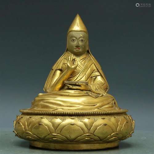 A Marvelous Gilt-Bronze Figure Of Tsongkapa