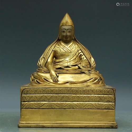 A Marvelous Gilt-Bronze Figure Of Tsongkapa