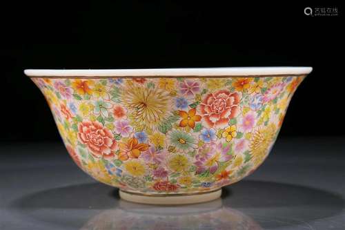 An Excellent Glass Painted 'Flower' Bowl