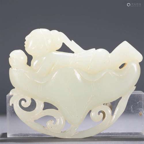 A Magnificent White Jade 'Figure' Pendant