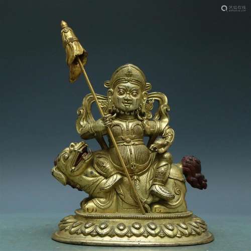 A Magnificent Gilt-Bronze Figure Of Vaishravana