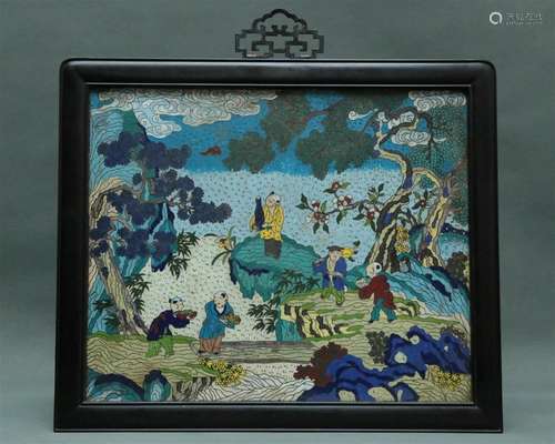 A Superb Cloisonne 'Landscape& Figure' Hanging S...