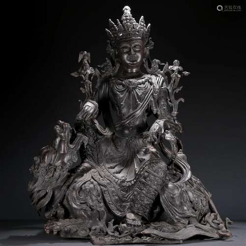 A Fabulous Bronze Figure Of Manjusri