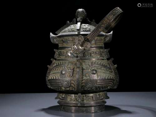 A Brilliant Bronze 'Animal Mask' Pot With Inscriptio...