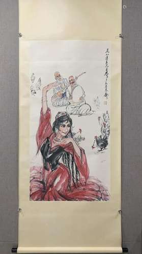 An Exquisite Chinese Ink Painting Hanging Scroll By Huang Zh...