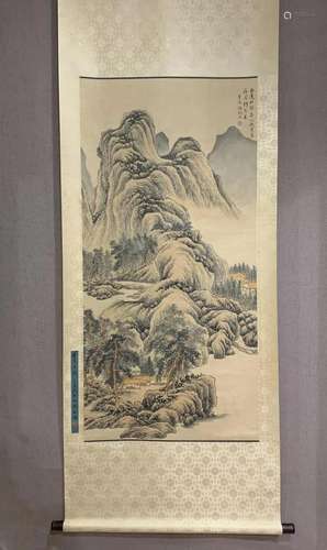 An Exquisite Chinese Ink Painting Hanging Scroll By Feng Cha...