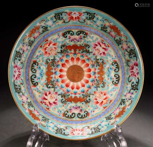 A Magnificent Enameled 'Bat& Flower' Dish