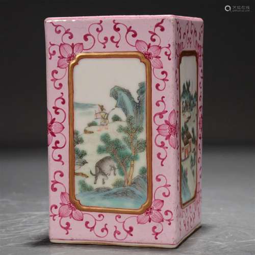 A Rectangular Famille-Rose Ruby-Glazed Gilded 'Story'...