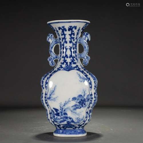 A Blue And White 'Flower& Bird' Vase