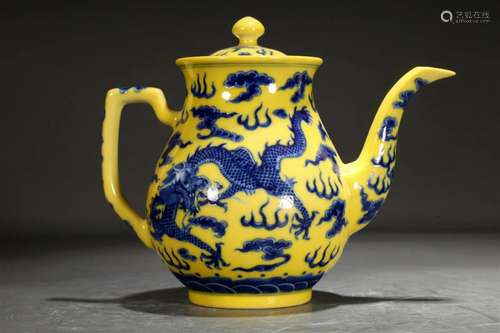 A Blue And White Yellow-Ground 'Cloud& Dragon' E...