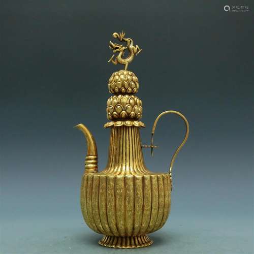 A Magnificent Gilt-Bronze 'Dragon& Flower' Ewer