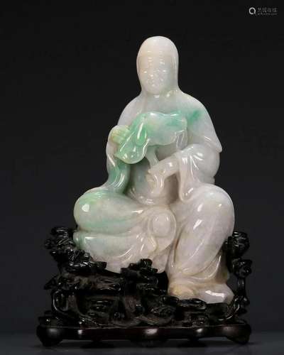 A Superb Jadeite Figure Of Arhat