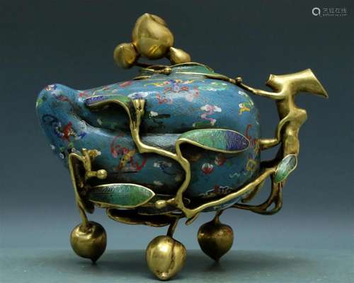 An Exquisite Cloisonne 'Crane& Bat' Peach-Form J...