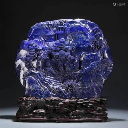 A Lapis Lazuli 'Landscape& Figure' Decoration