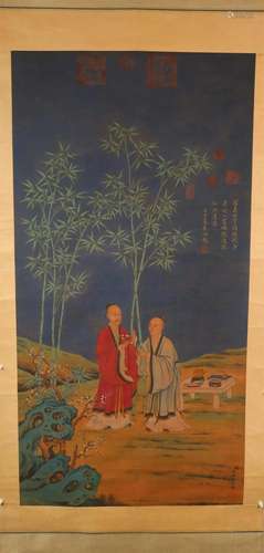 A Lovely Character Silk Scroll Painting By LangShiNing Made