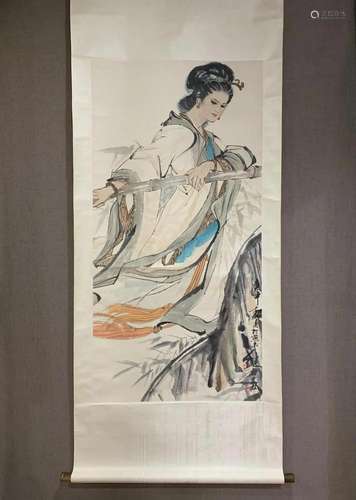 An Exquisite Chinese Ink Painting Hanging Scroll By Liu Jiyo...