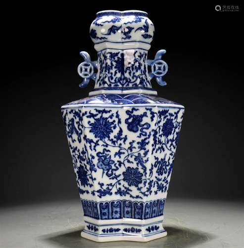 A Superb Blue And White 'Scrolling Flower& Weapons O...