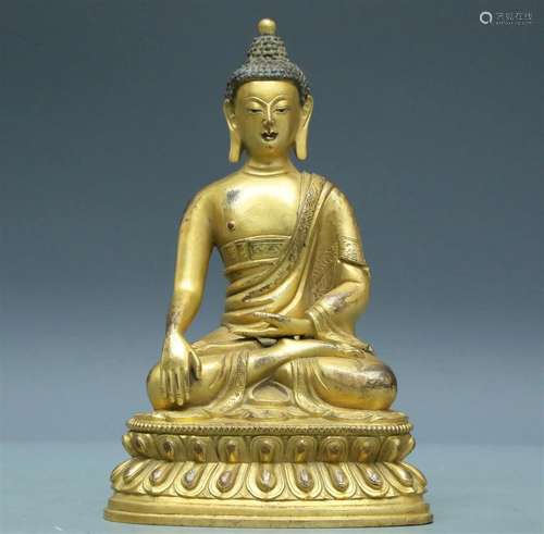 An Archaic Gilt-Bronze Figure Of Buddha Shakyamuni