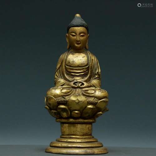 A Brilliant Gilt-Bronze Figure Of Buddha Shakyamuni