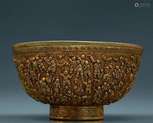 A Brilliant Gilt-Bronze 'Figure' Bowl